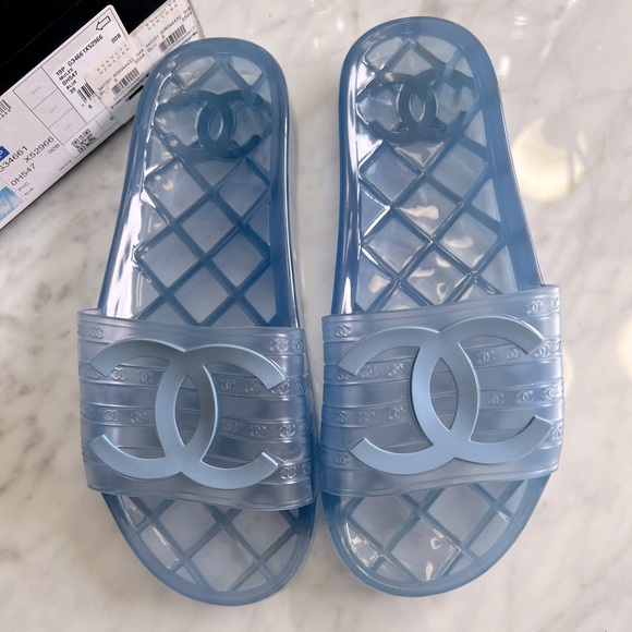 CHANEL Shoes Authentic Chanel Iconic Rare Glossy Cc Logo Pvc Jelly